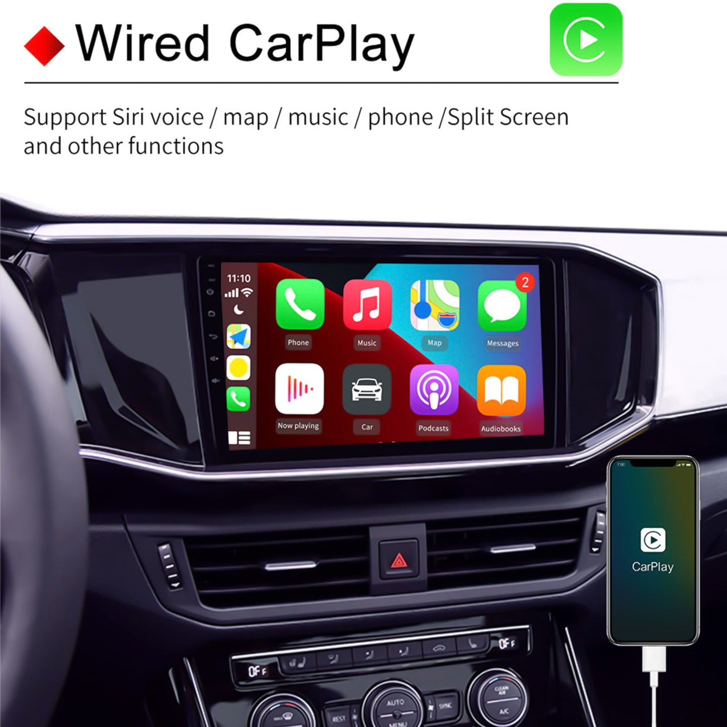 "Christmas Savings ""Feltree Car Essential Product USB Wired Carplay Adapter Android Auto,With Android System Version 4.4 And Above,Support Mirror Screen & Two-Way Interaction"""