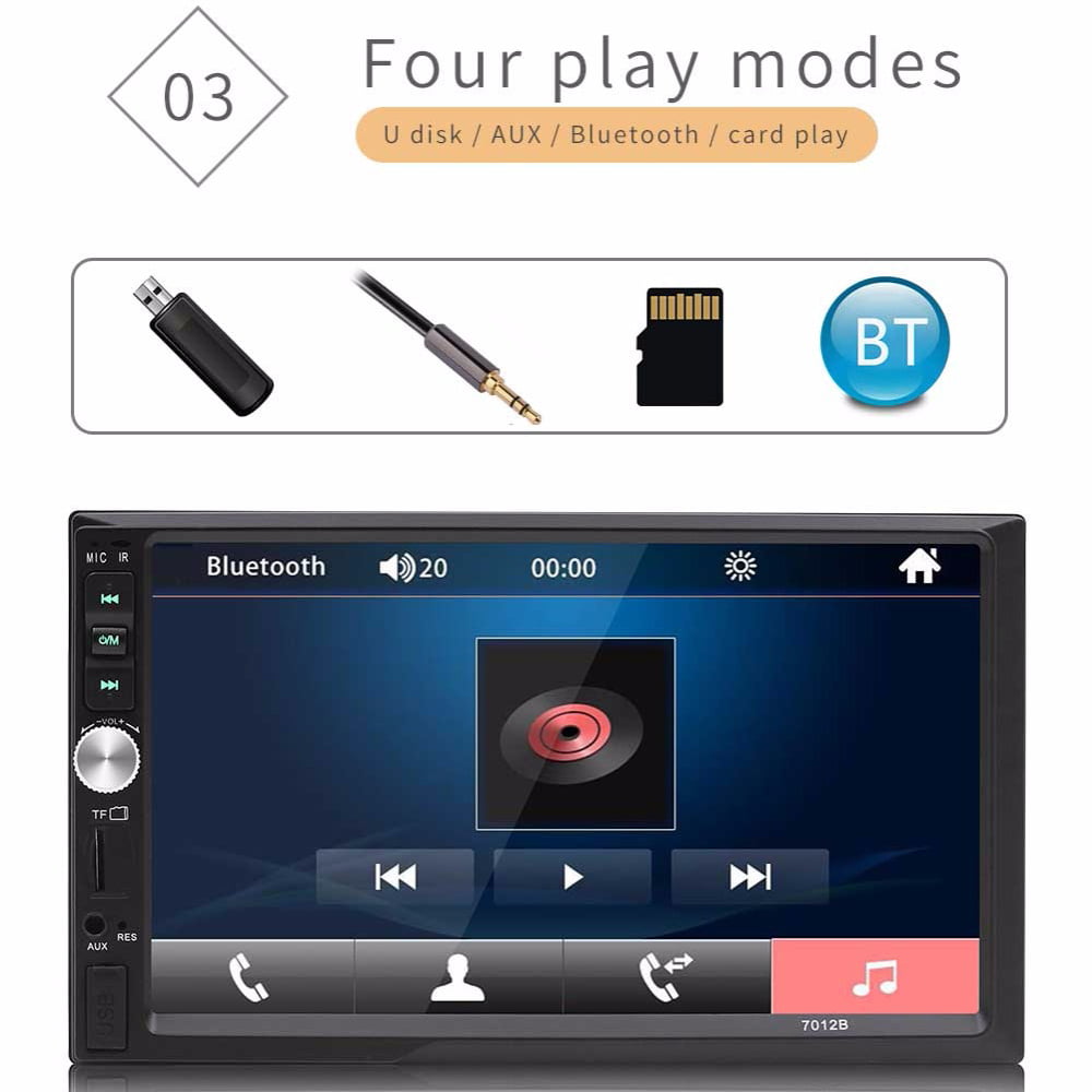 PolarLander Double Din Car Stereo Touch Screen Bluetooth Car Radio MP5 Player Car Audio Bluetooth Mirror Link Function With 4 LED Camera
