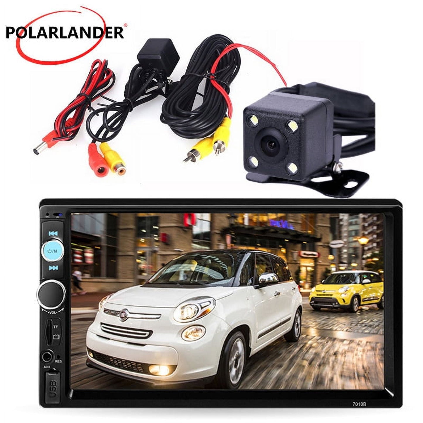 Polarlander Car stereo Car Radio Double Din Bluetooth Touch Screen Car FM Radio MP5 Player Car Audio Mirror Link With 4 LED Camera
